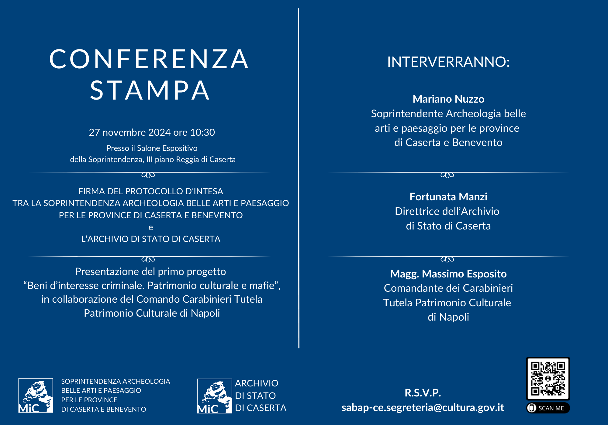 Cultura della legalità, protocollo d'intesa tra Sabap di Caserta e Benevento e Archivio di Stato di Caserta e primo progetto con il Tpc di Napoli in occasione della Giornata internazionale per l'eliminazione della violenza contro le donne